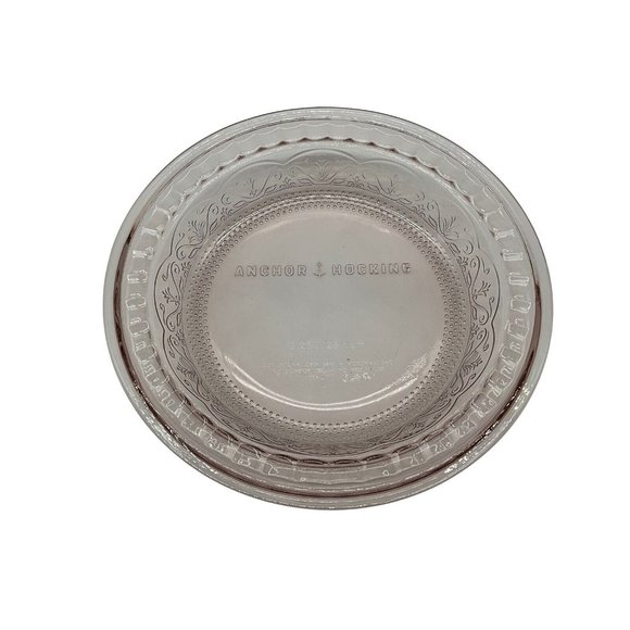 Anchor Hocking Laurel Rosewater Glass Embossed Baking Deep Dish Pie Plate - Picture 1 of 16